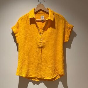 Women's Yellow Button-Up Top